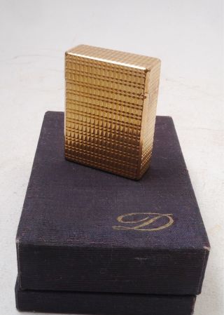 Vintage Dupont Gold Plated Pocket Lighter With Box