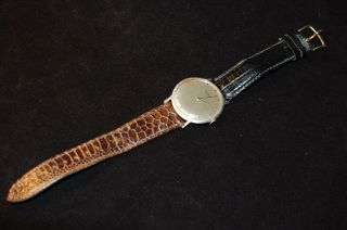 Vintage Fashion Collectible Sacar Geneve 18k Gold Mens Wrist Watch 2 Tone Nr