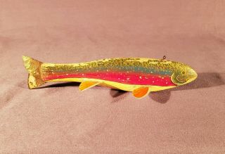 Ken Bruning Rainbow Trout Fish Decoy Roger City,  Mi - Rare & Seldom Seen