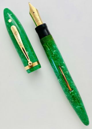 Vintage Sheaffer’s Oversize Balance Fountain Pen Jade Green Lifetime White Dot