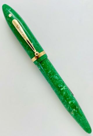 VINTAGE SHEAFFER’S OVERSIZE BALANCE FOUNTAIN PEN JADE GREEN LIFETIME WHITE DOT 2