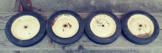 VINTAGE 1950 ' S PEDAL CAR WHEELS WITH GOOD RUBBER TIRES - SET OF 4,  10 