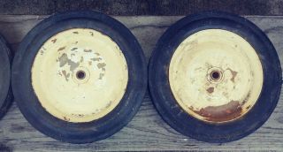 VINTAGE 1950 ' S PEDAL CAR WHEELS WITH GOOD RUBBER TIRES - SET OF 4,  10 