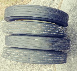 VINTAGE 1950 ' S PEDAL CAR WHEELS WITH GOOD RUBBER TIRES - SET OF 4,  10 