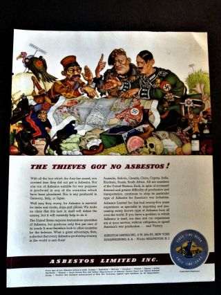 Hitler,  Mussolini,  Tojo Anti Axis Caracature By Arthur Szyk 1942 Wwii Ad