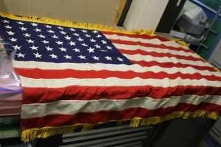 Wwii Us 48 Star American Flag With Sewed On Stars 36 " H X 60 " Long With Lace