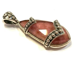 Rare Vintage Lagos SS Maya Rhodochrosite Teardrop Pendant Necklace,  16 - 18 