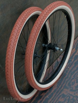 26 " Black Cruiser Bike Wheels Tires Skiptooth Hub Vintage Prewar Schwinn Bicycle