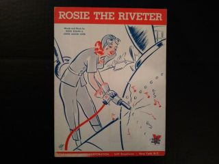1942 " Rosie The Riveter " Vtg Sheet Music Wwii Era Great Graphic Home Front