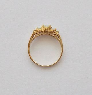 Three - Stone Precious Opal & Diamond Ring in 14K Yellow Gold Ring Size 6.  25 4