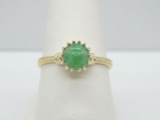 Antique Art Deco Unique 7mm Green Cat Eye Marble Ring 3 Grams 14kt Gold Size 8