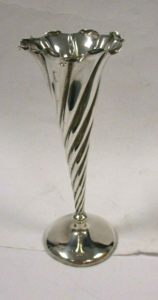Solid Silver Hallmarked Barleytwist Vase By Stokes & Ireland,  Chester 1900 246g