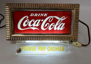 Vtg 1949 Coca Cola Coke Lighted Cash Register Sign Price Bros.  Chicago