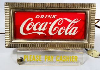 VTG 1949 Coca Cola Coke Lighted Cash Register Sign Price Bros.  Chicago 3