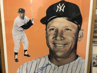 Mickey Mantle Signed / Autographed Geo Graphics Poster Rare 24x36 Framed 1990 3