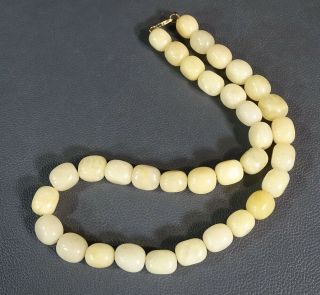 German 9K 375 Gold Natural Cream Jade Gemstone Beads Necklace Choker 80.  25 grams 3