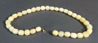 German 9K 375 Gold Natural Cream Jade Gemstone Beads Necklace Choker 80.  25 grams 4