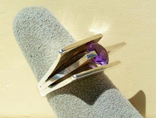 Color Change Gemstone Topaz Mid Century Modernist Ring Size 7 Sterling Silver 2