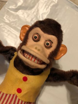 Vintage MUSICAL JOLLY CHIMP battery operated Tin Toy monkey 1950s CK Korea 6