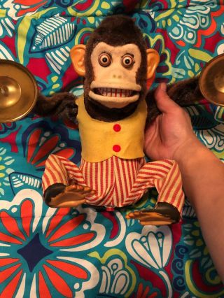 Vintage MUSICAL JOLLY CHIMP battery operated Tin Toy monkey 1950s CK Korea 7