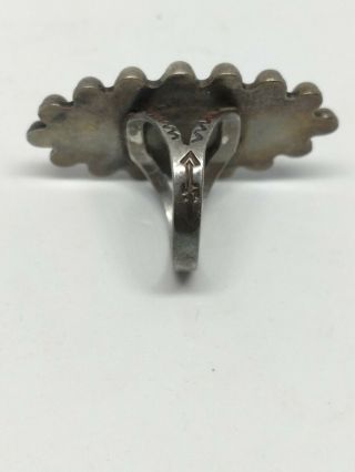 Best Large 1930 ' s Coin Silver Rising Sun Whirling Log Ring Navajo Size 8.  25 K23 4