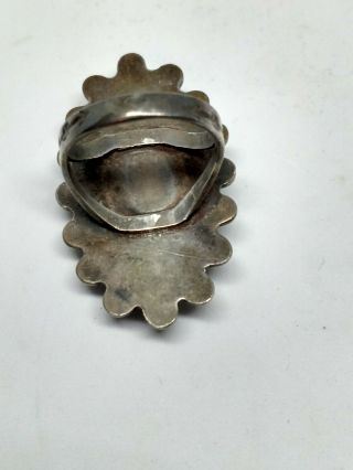 Best Large 1930 ' s Coin Silver Rising Sun Whirling Log Ring Navajo Size 8.  25 K23 6