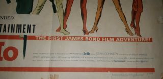 1962 United Artists Dr.  No James Bond Movie Poster 62/410 RARE 5