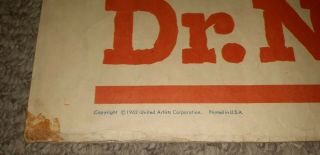 1962 United Artists Dr.  No James Bond Movie Poster 62/410 RARE 6