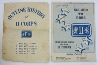 Ww2 2nd Us Army Corps Outline Unit History & Marching Song Printed In Italy 1944