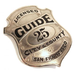 Rare Antique San Francisco Guide Badge C.  1910s - Enamel Nickelplated Brass