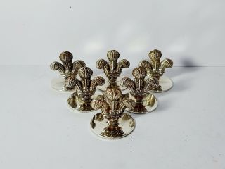 lovely set of six solid silver menu holders prince of wales feathers 107 grams 2