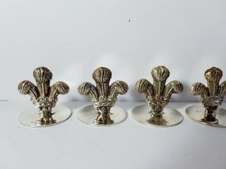 lovely set of six solid silver menu holders prince of wales feathers 107 grams 4