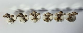 lovely set of six solid silver menu holders prince of wales feathers 107 grams 5