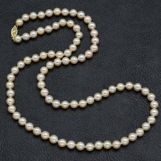 Vintage 14k Yellow Gold Sea Pearl Long Beaded Strand Necklace 36.  5 Grams