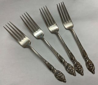 Westmorland Enchanted Orchid Sterling Silver 4 Vintage Dinner Forks 7” Xlnt Cond
