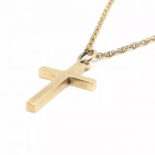 Vintage 9ct Gold Solid Cross Inc 17inch Prince Of Wales Chain " Hallmarked 1963 "