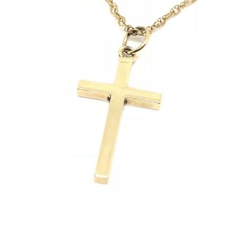 Vintage 9ct Gold Solid Cross Inc 17inch Prince of Wales Chain 