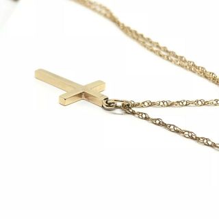 Vintage 9ct Gold Solid Cross Inc 17inch Prince of Wales Chain 