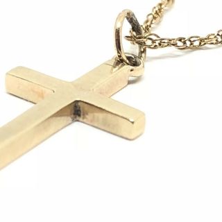 Vintage 9ct Gold Solid Cross Inc 17inch Prince of Wales Chain 