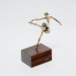 STERLING SILVER BALLERINA FIGURINE ON A ROSEWOOD PLINTH BY OSCAR BERLIN 2