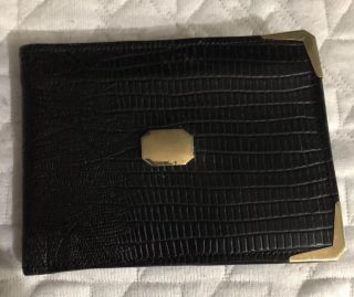 14k Vintage Lizard Leather Wallet With 14k Gold Trim & Plaque Vintage