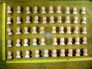 50x Excavated Vintage Victorian Faded Painted Bisque Doll Head German Age 1890 1