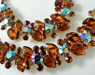 Vintage Juliana 5 - Link Bracelet & Necklace Topaz Ab Rhinestones