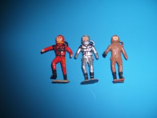 3 Rare Vintage Plastic Spaceman Underwater Sea Diver Painted Figures Astronaut