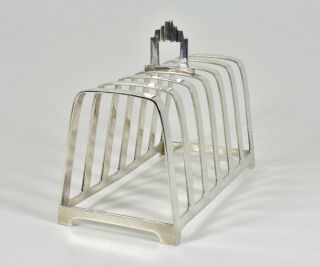 Antique English Art Deco Solid Silver 6 Slice Toast Rack,  (William Neale,  1938) 4