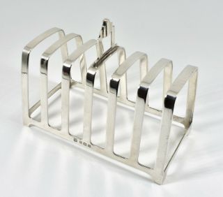 Antique English Art Deco Solid Silver 6 Slice Toast Rack,  (William Neale,  1938) 5