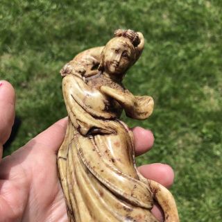 Antique Chinese Oriental Hand Carved Soapstone Detailed Lady Very Old