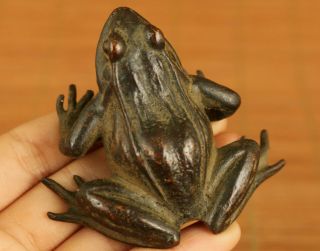 Big Chinese Old Bronze Hand Carving Fortune Jin Chan Statue Figue Netsuke