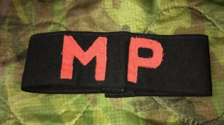 Ww2 Era Us Army Mp Wool Armband,  Military Police Usmc,  Red Letters