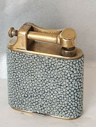 Vintage Gold Plated Dunhill Standard Petrol Lighter Shagreen Wrapped 3